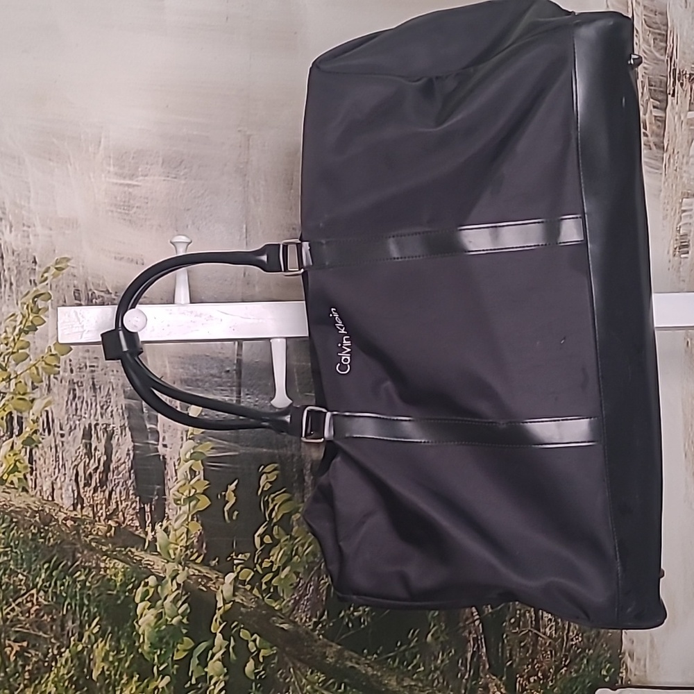 Calvin Klein designer oversized classic black tote travel duffle bag
